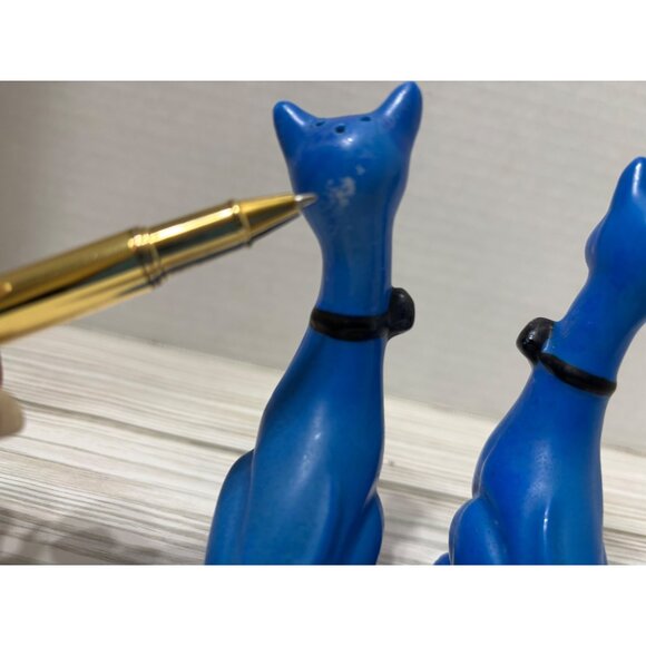 VTG Blue Cat Long Neck Salt & Pepper Shakers MCM Kitschy 4.25" - Picture 4 of 6
